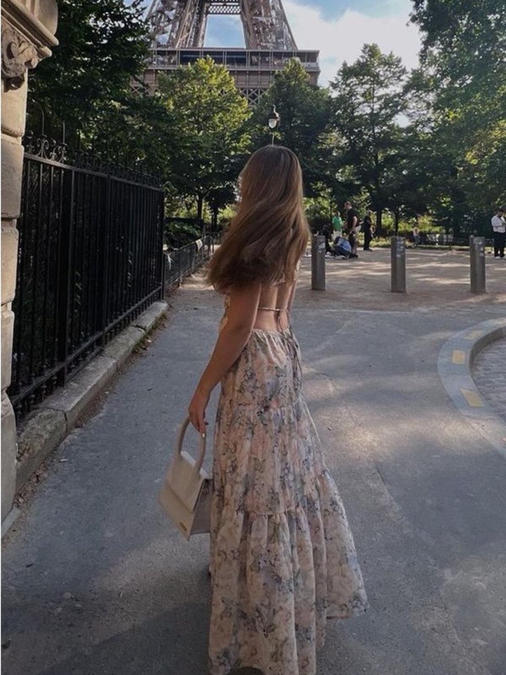 Floral Backless Maxi Dress in Light Pink